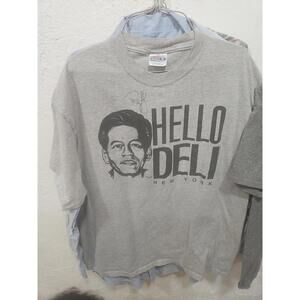 Vintage 1995 Hello Deli NY Rupert Jee T-shirt Gray Men XL Davi Letterman Signed